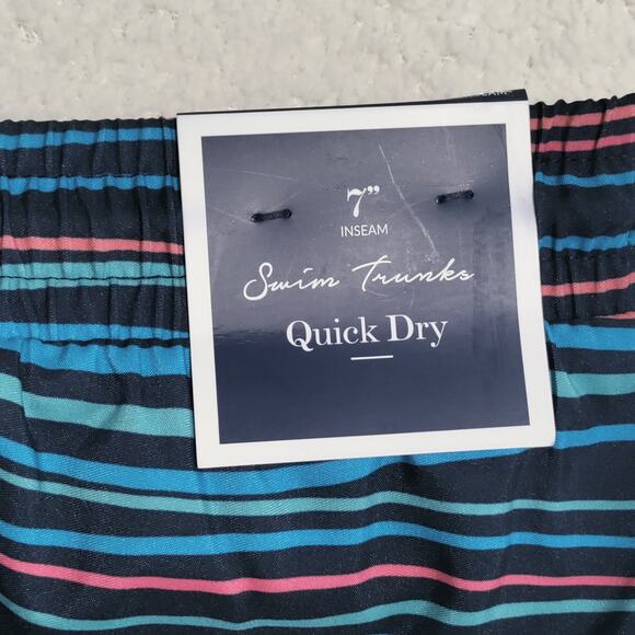Club Room Men Quick-Dry 7" Swim Trunks Men's Medium Colorful Stripes Classic NEW - Picture 6 of 15